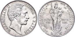 Doppelgulden, 1855, Maximilian II., Mariensäule München, AKS 168, J. 84, Wz. Rf., Vz. - Other & Unclassified