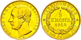 1/2 Krone, Gold, 1864, Georg V., AKS 141, J. 134, Kl. Kr. Und Rf., Ss-vz. - Other & Unclassified