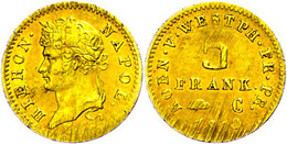 5 Franken, Gold, 1813, Hieronymus Napoleon, AKS 32, J. 42, Justiert, F. Vz. - Other & Unclassified