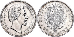 5 Mark, 1875, Ludwig II., Kl. Rf., Vz. J. 42 - Other & Unclassified