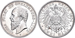 2 Mark, 1904, Georg, Minimale Kratzer, Kleiner Randfehler, Vz Aus PP. J 164 - Altri & Non Classificati