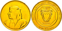 10 Dinars, Gold, 1968, Fb. 1, Randfehler, Kl. Kr., Vz. - Bahrain