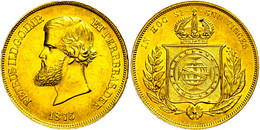 10000 Reis, Gold, 1873, Pedro II., Fb. 122, Kl. Rf., Vz. - Brazil