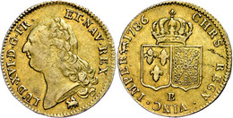 Doppelter Louis D'or à La Tete Nue, 1786, Louis XVI., B (Rouen), Fb. 474, Schrötlingsfehler, Ss. - Altri & Non Classificati