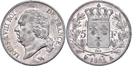 5 Francs, 1821, Louis XVIII., A (Paris), Leicht Berieben, F. Vz. - Altri & Non Classificati