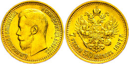 7 1/2 Rubel, Gold, 1897, Nikolaus II., Fb. 178, Kratzer, Ss-vz. - Russia