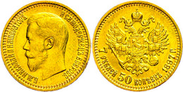 7 1/2 Rubel, Gold, 1897, Nikolaus II., Fb. 178, Wz. Rf., F. Vz. - Russia