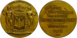 Belgien, Bronzemedaille Stadt Antwerpen (Dm Ca. 51mm, 56g), 1916, Von Baetes. Rev. An Den Herr Prentiss Nathaniel Gray D - Other & Unclassified