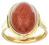 Dekorativer Damenfingerring Mit Einem Goldfluss-Cabochon Als Besatz. 20. Jh. 585er GG, Gestempelt. Juwelierpunze, Nicht  - Unclassified