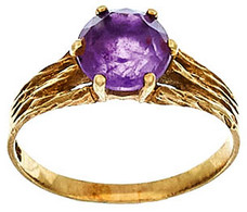 Damenfingerring Mit Strukturierten Ringschultern Und Besatz Aus Einem Facettierten Wohl Amethyst, Nicht Getestet, In Sec - Unclassified