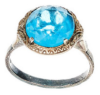 Dekorativer Damenfingerring Mit Facettiertem Blauen Besatz Und Ornamentalem Dekor. 20. Jh. 835er Silber, Gestempelt. Ein - Unclassified