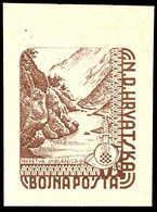 1945, Militär(Feldpost)-Marke, Druckprobe Auf Dicken, Rückseitig Bedrucktem Kartonpapier, Tadellose Erhaltung, Selten, F - Croatia