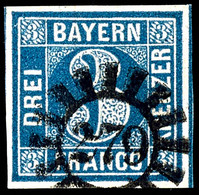 3 Kr. Schwarzblau, Platte I, Allseits Breitrandig, Mit GMr. "279", Tadellos, Doppelt Geprüft Brettl BPP, Mi. 160,-, Kata - Other & Unclassified