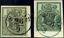1 Ggr. A. Graugrün Und 1 Ggr. A. Meergrün, Zwei Farbfrische Kabinettbriefstücke Mit Schwarzem Bzw. Blauem K1 "STADE", Ka - Hanover
