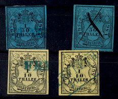 1/30 Thaler In Type I Und II (Type II Mit Federzug), Sowie 1/10 Thaler Hellgraugelb Und Hellolivgelb Tadellos Gestempelt - Oldenburg