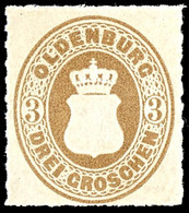 3 Gr. Braun, Durchstich 10, Postfrisch, Geprüft Köhler, Zuschlag 168. Auktion = 130,-, Katalog: 19B ** - Oldenburg