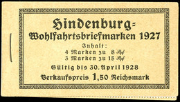 Hindenburgspende 1927, Markenheftchen Postfrisch, Mi. 320,-, Katalog: MH 24.1 B ** - Booklets