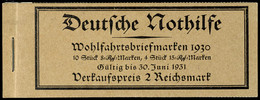 1930, Markenheftchen Deutsche Nothilfe, Originalgeklammert, Im Deckel Leicht Gefaltet, Tadellos, Mi. 450,-, Katalog: MH2 - Booklets