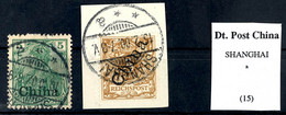 SHANGHAI A 15. 2. 00 Idealer Abschlag Auf Luxus-Briefstück Mit 3 Pfennig (Mi 15b) Dazu 10.10.02 Auf 5 Pfennig (Mi 16), G - China (offices)