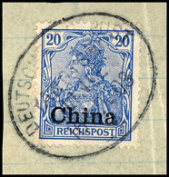 Deutsche Seepost Yangtse Linie A 16.12.1903 Auf Briefstück Mit 20 Pfg Germania Mit Aufdruck China.  BS - China (offices)