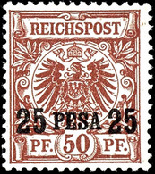 50 Pfennig Krone/Adler Mit Aufdruck "25 PESA", Tadellos Postfrisch Ohne Signatur, Mi. 180,-, Katalog: 5I ** - Africa Orientale Tedesca