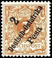2 Pesa Auf 3 Pfg Krone/Adler, Luxus Postfrisch Unsigniert, Mi. 120,-, Katalog: 6b ** - Africa Orientale Tedesca