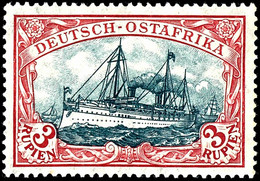 3 Rupien Kaiseryacht, Einwandfrei Ungebraucht, UV: Gelblichrot, Seltene Variante, Geprüft Steuer BPP, Mi. 200.-, Katalog - Africa Orientale Tedesca