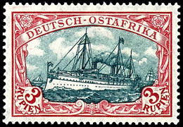 3 Rupien Schiffszeichnung, Tadellos Postfrisch, Geprüft Dr. Hartung, Mi. 400,-, Katalog: 39IIAd ** - Africa Orientale Tedesca