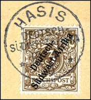 3 Pfennig Krone/Adler, Luxusbriefstück Mit Stempel "HASIS", Geprüft Steuer BPP, Katalog: 1a BS - Africa Tedesca Del Sud-Ovest