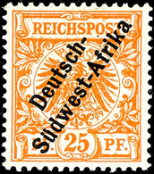 25 Pfennig Krone/Adler Mit Aufdruck " Deutsch-Südwest-Afrika ", Tadellos Postfrisch, Ohne Signatur, Attest Georg Bühler, - Africa Tedesca Del Sud-Ovest