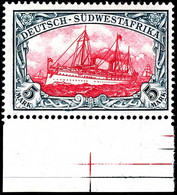 5 Mark Kaiseryacht Ohne Wasserzeichen, Unterrandstück, Tadellos Postfrisch, Unsigniert, Mi. 500.-, Katalog: 23 ** - Africa Tedesca Del Sud-Ovest