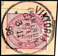 2 Mark Dunkelrotkarmin, Schöner Postanweisungsausschnitt Mit Stempel "VIKTORIA KAMERUN-GEBIET", Steuer X 5, Geprüft Eibe - Cameroun