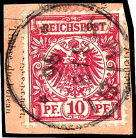 10 Pfennig Krone/Adler Auf Postanweisungsausschnitt Mit Zentralem Stempel " KRIBI ", Michel/Steuer 240,-, Katalog: V47d  - Cameroun