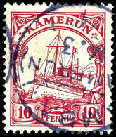 AMBAM Auf 10 Pfennig Kaiseryacht, Tadellos, Geprüft Eibenstein BPP, ARGE 400,-, Katalog: 22 O - Camerun