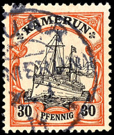 BUAR Auf 30 Pfennig Kaiseryacht , Tadellos, Geprüft Eibenstein, ARGE 350,-, Katalog: 12 O - Camerun