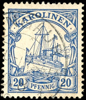 ANGAUR, Guter Teilabschlag Auf 20 Pfennig Kaiseryacht, Geprüft Pauligk, ARGE 50,-  O - Caroline Islands