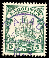 PALAU 15. 9 ??, Zentraler Klarer Abschlag Auf  5 Pfennig Kaiseryacht, Geprüft Pauligk, ARGE 40,-  O - Caroline Islands