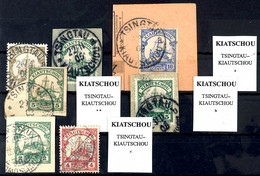 TSINGTAU KIAUTSCHOU * / A / B / C Vier Verschiedene Stempel Auf 5 Briefstücken Und 2 Marken Dabei Mi. Nr. 21 Auf Luxus-  - Kiautchou