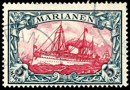 5 Mark Kaiseryacht, Tadellos Gestempelt, Attest Steuer BPP, Michel 600,-, Katalog: 19 O - Mariannes