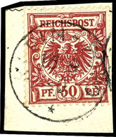 50 Pfennig Krone/Adler, Tadelloses Briefstück, Zentral Gestempelt " KLEIN-POPO ", Mi. 550.-, Katalog: V50a BS - Togo