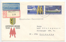 Germany, East DDR 1986 Registered Postal Envelope Colditz To Hvidovre Denmark - Buste - Usati