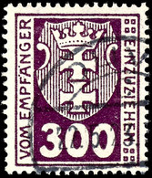 300 Pfg. Kleines Wappen, Zeitgerecht Gest. OLIVA 22.5.23, Fotoattest Soecknick BPP: "echt Und Einwandfrei", Mi. 1.500,-, - Other & Unclassified