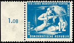 12 Pfg. Mansfeld, Mittelblau, Linkes Randstück Postfrisch, Gepr. Paul BPP, Mi. 200,-, Katalog: 273c ** - Altri & Non Classificati