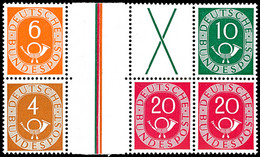 Posthorn 1951, 6 + Z + X + 10 Pfg Zusammen Mit 4 + Z + 20 + 20, Waagerechter Zusammendruck, Tadellos Ungebraucht, Fotobe - Se-Tenant