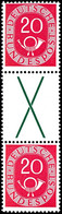 Posthorn, 20 Pfg + X + 20 Pfg, Senkrechter Zusammendruck, Tadellos Postfrisch, Mi. 800.-, Katalog: S6 ** - Se-Tenant
