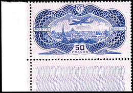 50 Fr. Flugpost Aus Der Linken, Unteren Bogenecke, Unten Vorgefaltet, Ungebraucht, Yvert No 15, Yvert 800.-, Katalog: 32 - Altri & Non Classificati