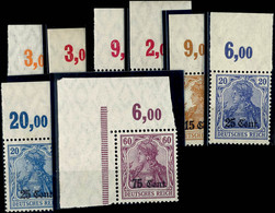 8 Werte Oberrand Platte Tadellos Postfrisch, Mi.-Nr. 3a, 4a-c, 5, 6b+c, 9a, Meist Gepr. Hey BPP, Mi. 275,--, Katalog: 3/ - Altri & Non Classificati