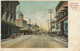 Honolulu King And Fort Streets  Hawaii Hand Colored Tram Tramway  Undivided Back Nichols - Honolulu