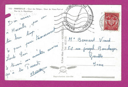 LETTRE TIMBRE FRANCHISE MILITAIRE 12 DE MARSEILLE POUR GRENOBLE BATAILLON D' HÉBERGEMENT - Military Postage Stamps
