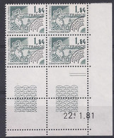 PREOBLITERE N° 172 - Bloc De 4 COIN DATE - NEUF SANS CHARNIERE - 22/1/81 - Precancels